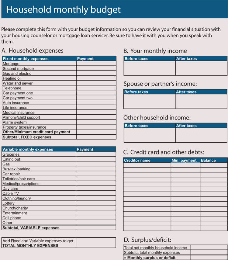 Great Budget Worksheet Printable Monthly Budget Worksheet Literacy 