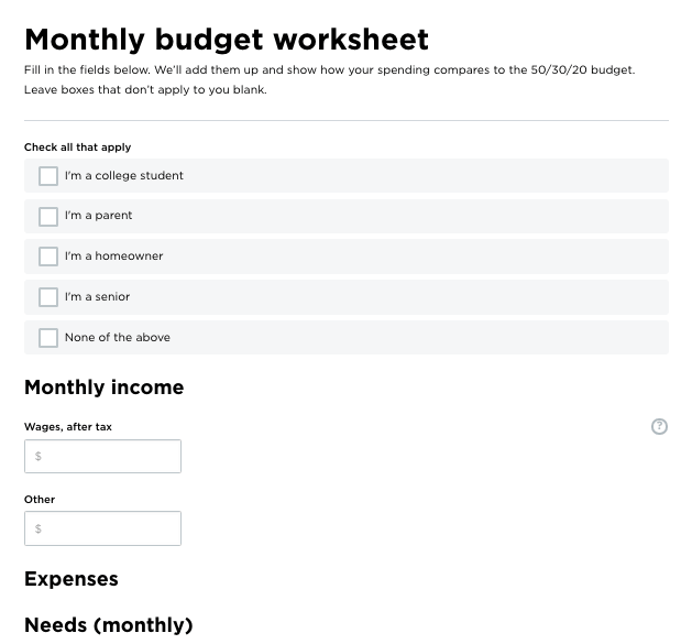 Nerdwallet Budget Worksheet