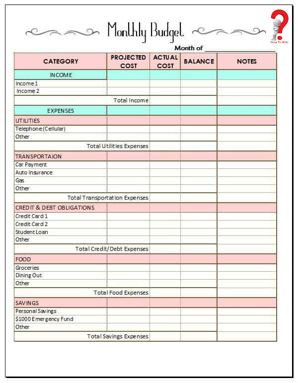 How To Make A Free Printable Monthly Budget Template In Pdf Excel 