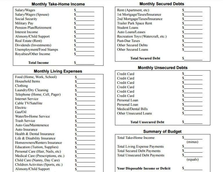 Jumpstart Your Finances With A Printable Monthly Budget Worksheet 