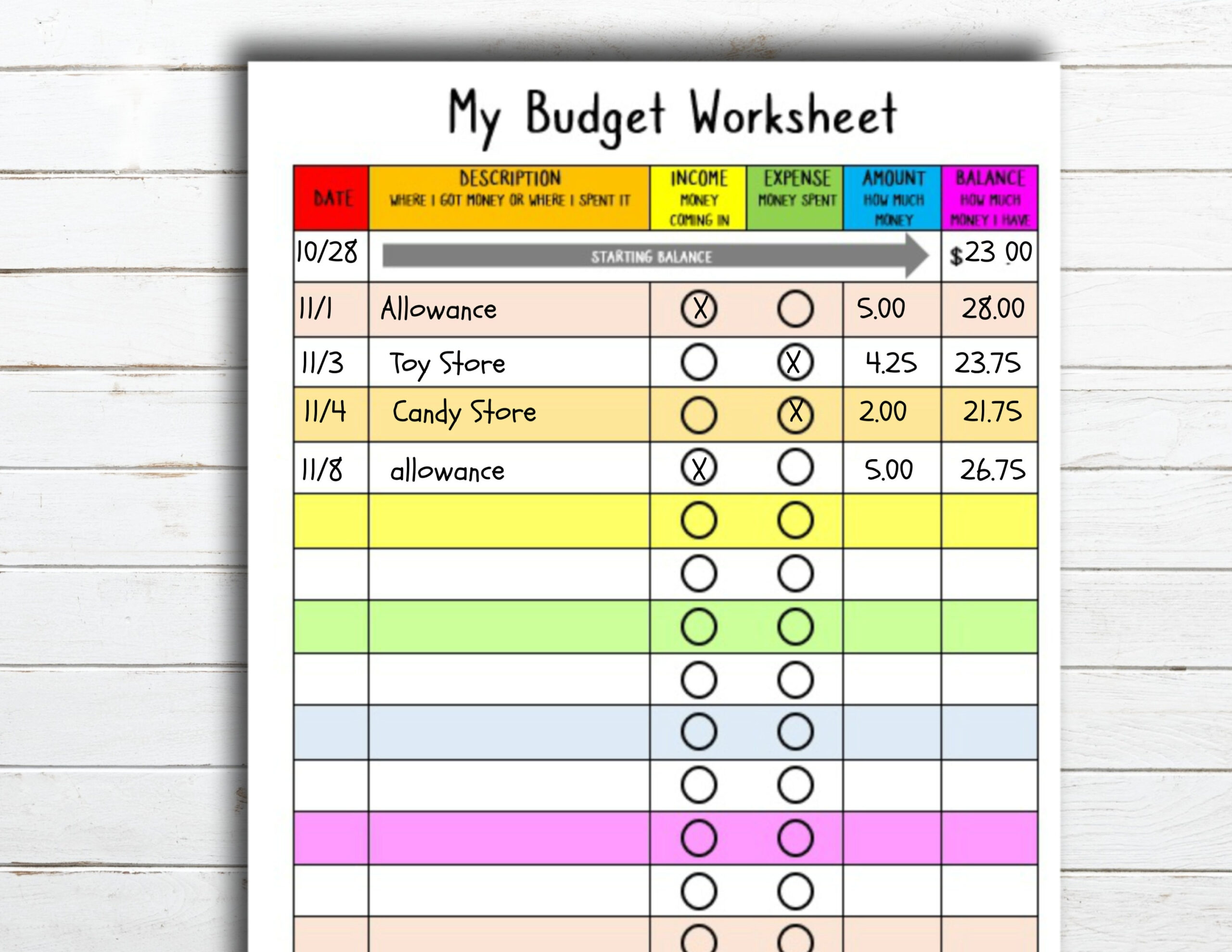 Kids Budgeting Worksheet Instant Download Etsy