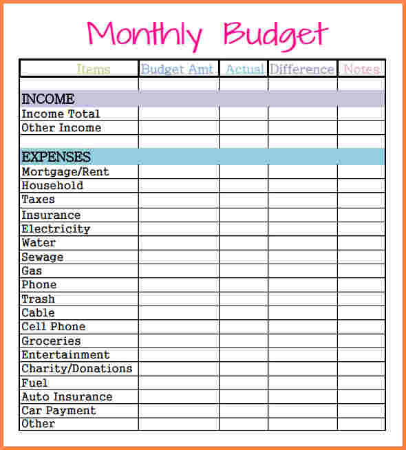 Budget Worksheets Excel