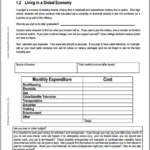 Monthly Budget Worksheet For Economics Student Handouts Budgeting