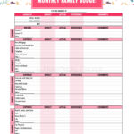 Monthly Family Budget Printable The Practical Saver Shop