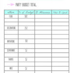 Party Budget Printable Budgeting Party Printables Party Planning