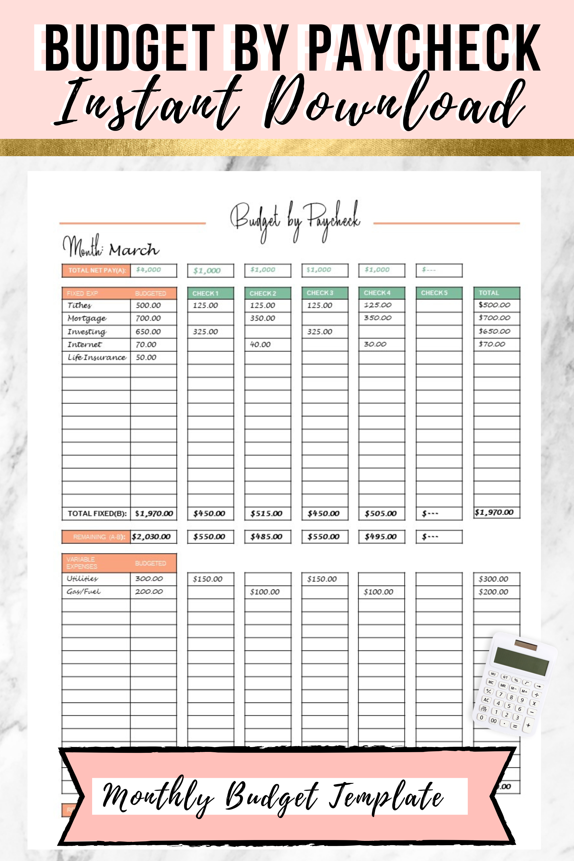 Free Printable Paycheck Budget Worksheet Budgeting Worksheets