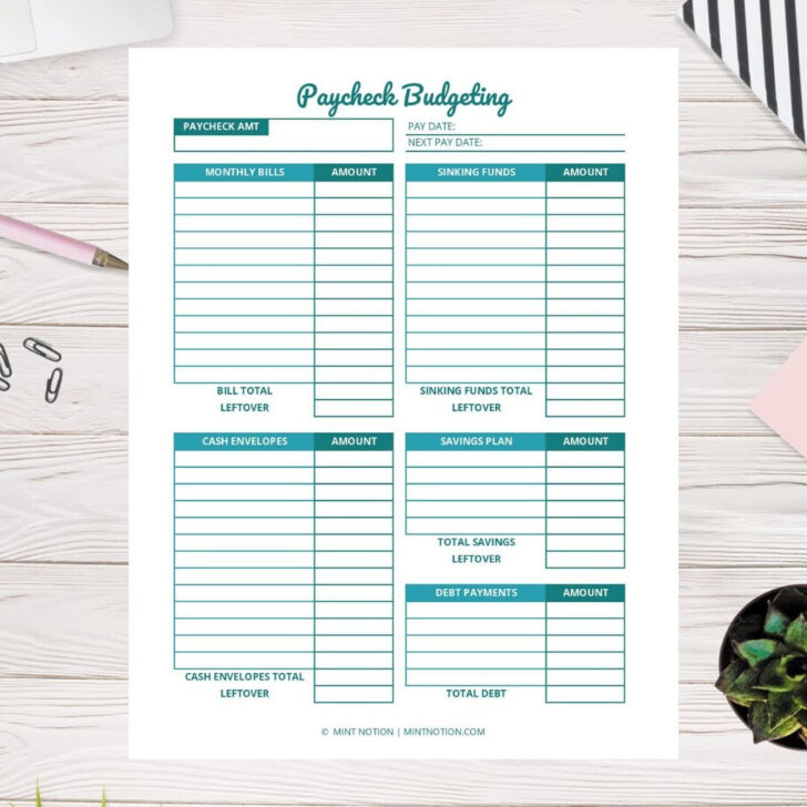 Budget By Paycheck Worksheet Free Printable
