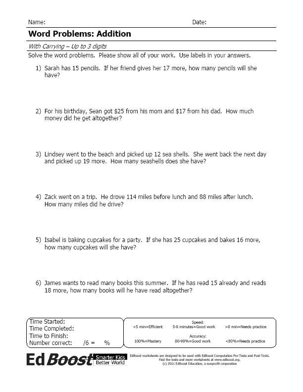 Budgeting Word Problems Worksheets