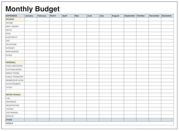 Free Printable Monthly Budget Worksheet Excel