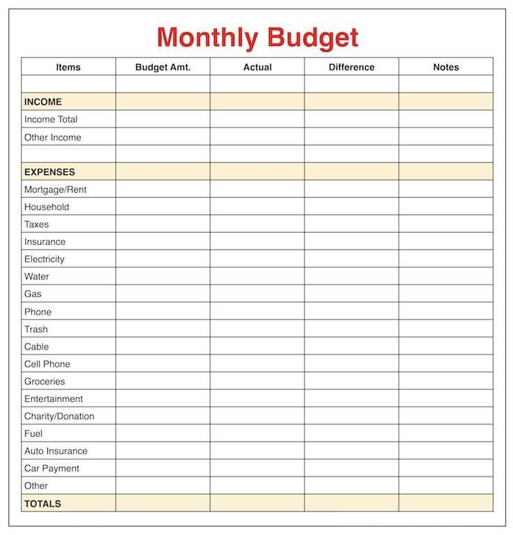 Pin On Monthly Budget Template