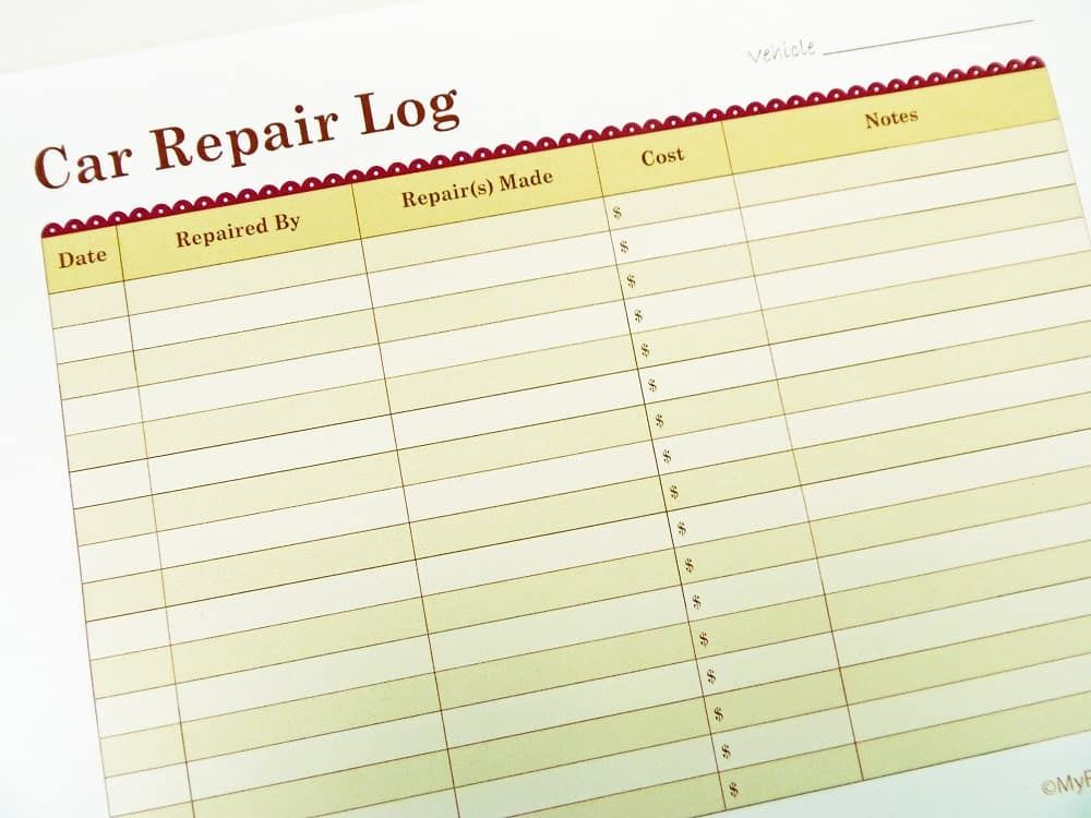 Printable Car Repair Log Repair Auto Repair Printable Budget Worksheet