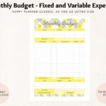 Printable Monthly Budget Fixed And Variable Expenses Etsy