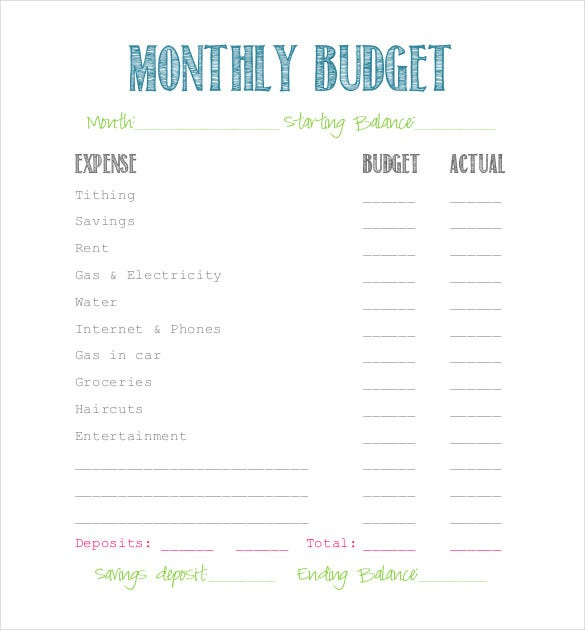 Simple Budget Worksheet Pdf