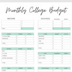 Simple Budget Template For College Students Free PDF
