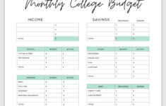 Simple Budget Template For College Students Free PDF