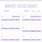 Simple Budget Template For College Students Free PDF