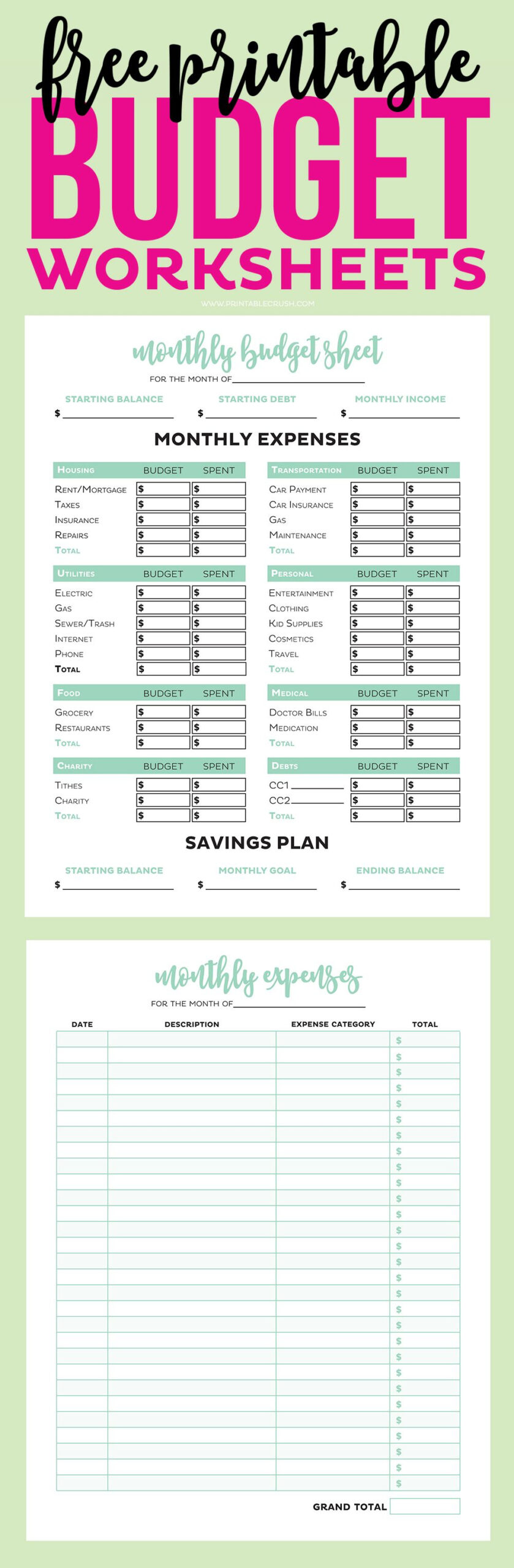 Simple FREE Printable Budget Worksheets Budget Printables Printable 