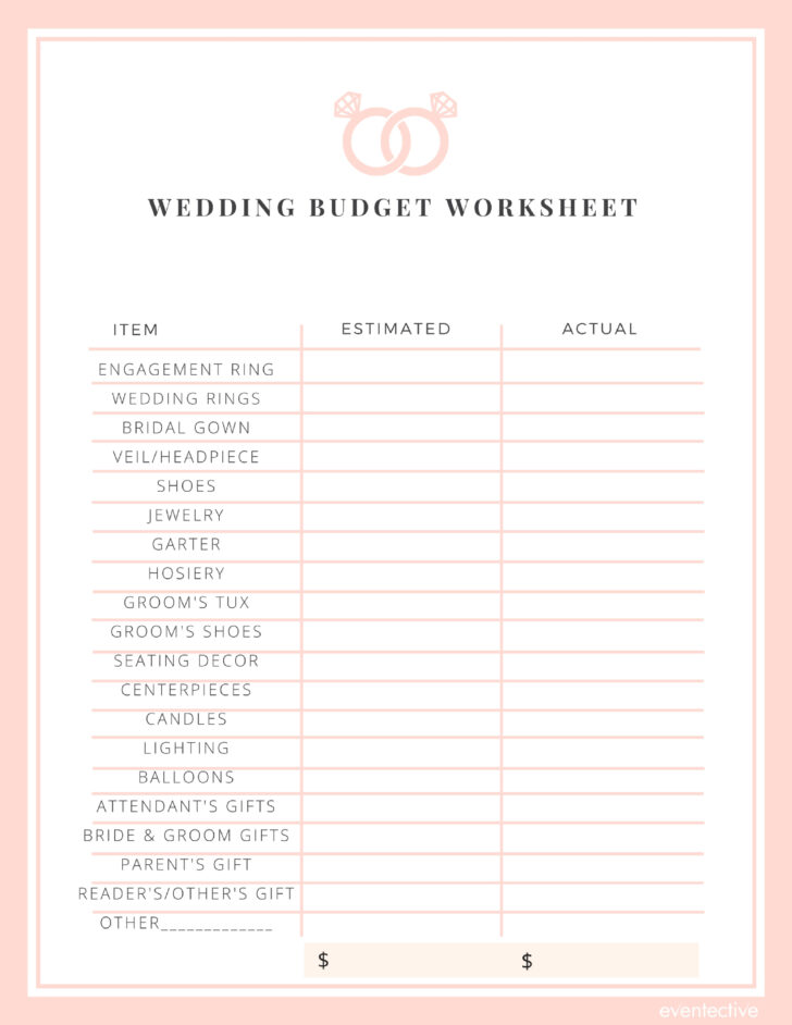 Free Printable Wedding Budget Worksheet