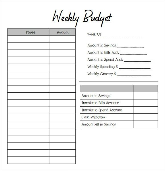 Weekly Budget Templates 14 Free MS Word Excel PDF Budget Sheet 