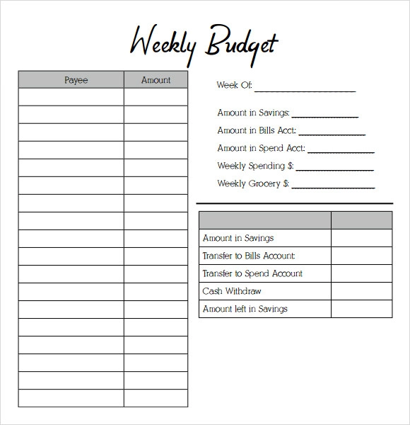 Weekly Budget Templates 14 Free MS Word Excel PDF Weekly Budget 