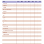 Weekly Spending Budget Planner Printable Budget Planner Worksheet