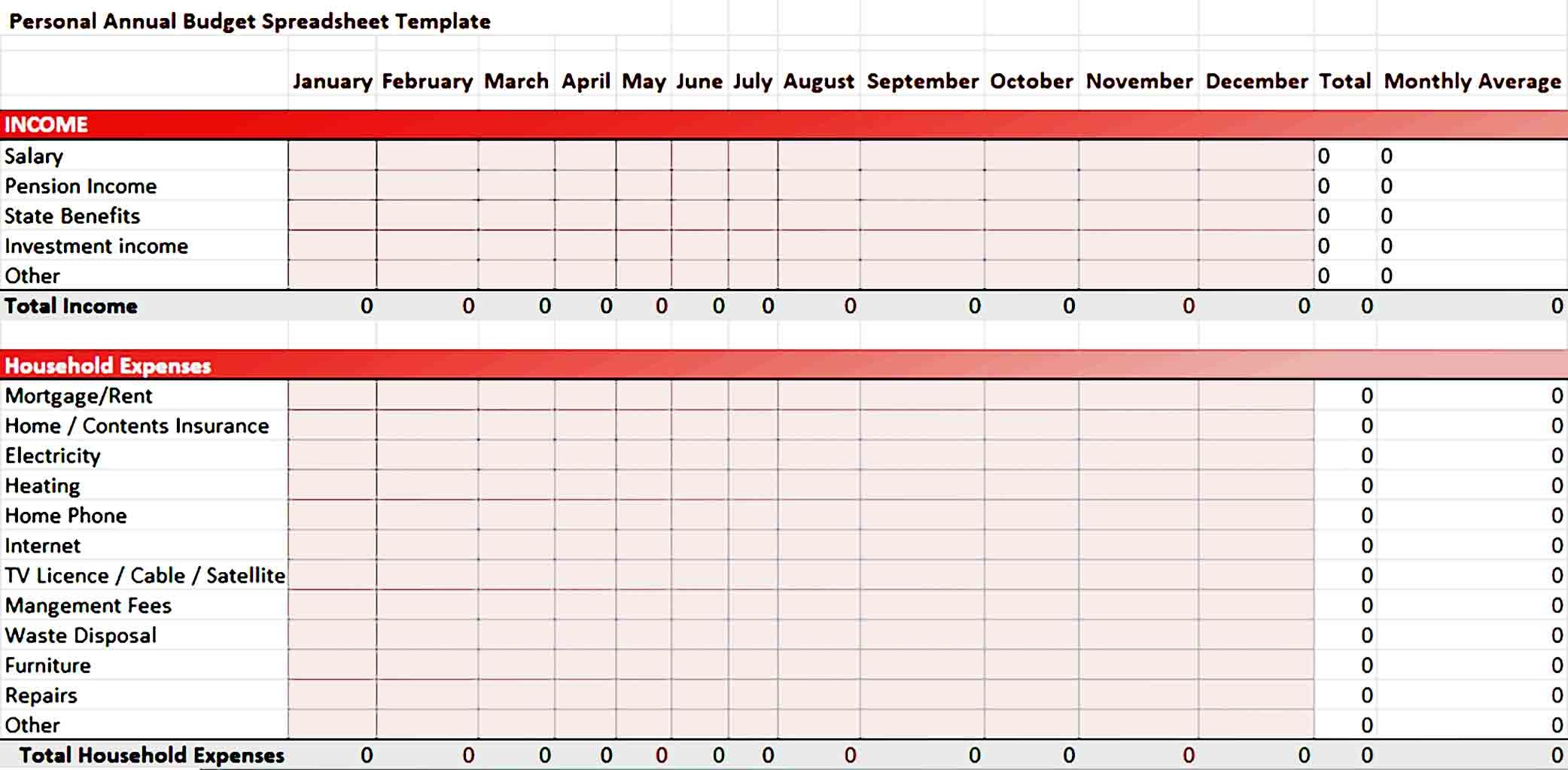 Yearly Budget Template Sample Budget Spreadsheet Template Budget 