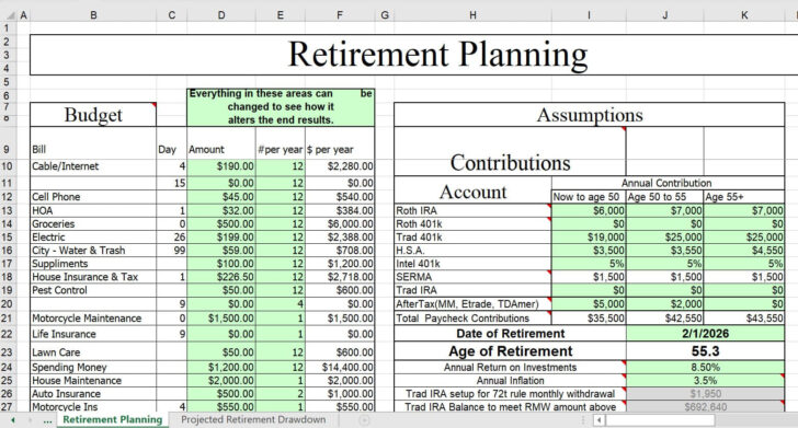 Vanguard Retirement Budget Worksheet