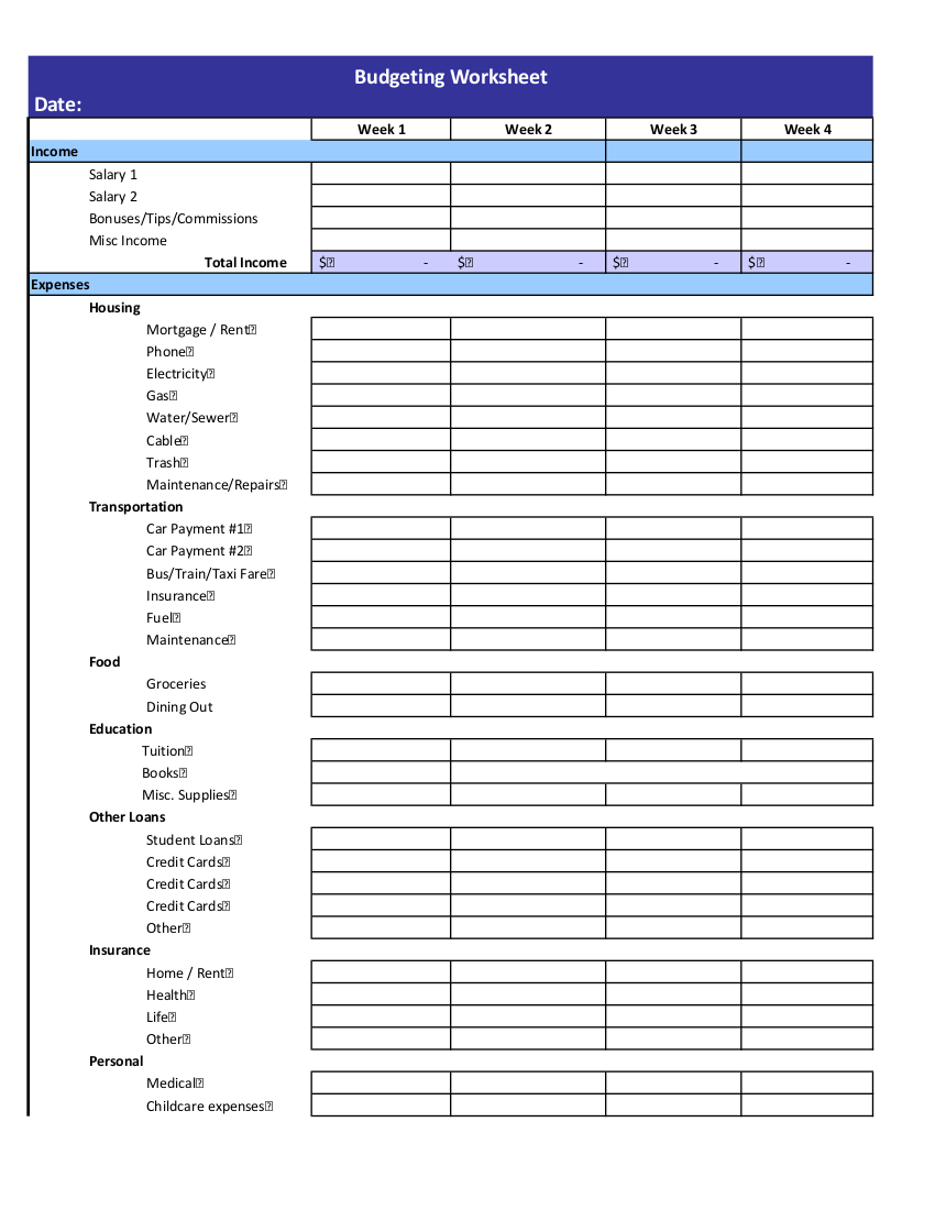 19+ Budget Worksheet Examples To Download pertaining to Printable Budget Worksheet For Senior Citizens