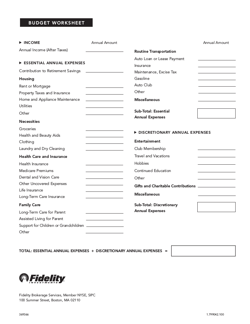 19+ Budget Worksheet Examples To Download within Fidelity Budgeting Worksheet