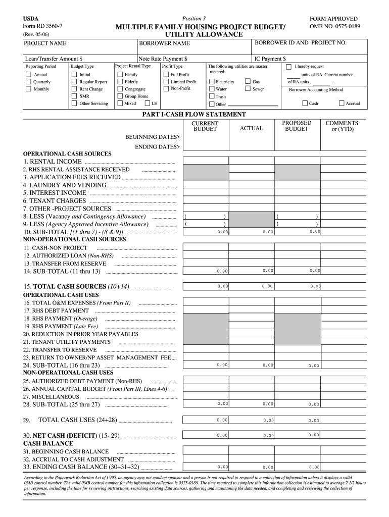 2006-2025 Form Usda Rd 3560-7 Fill Online, Printable, Fillable in Naca Budget Worksheet