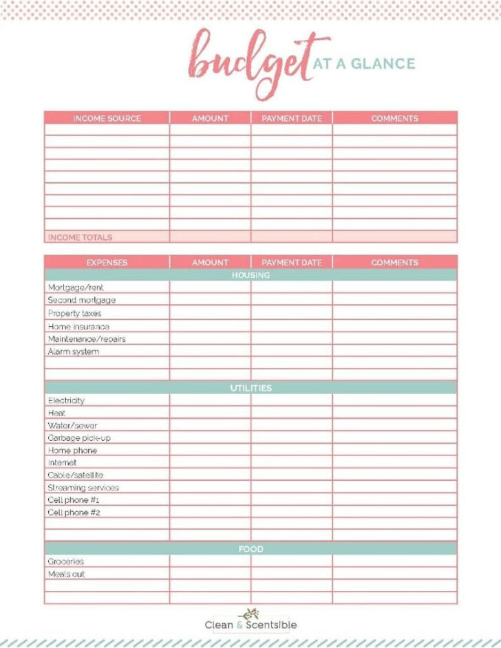 Budgeting Worksheets For Adults Free