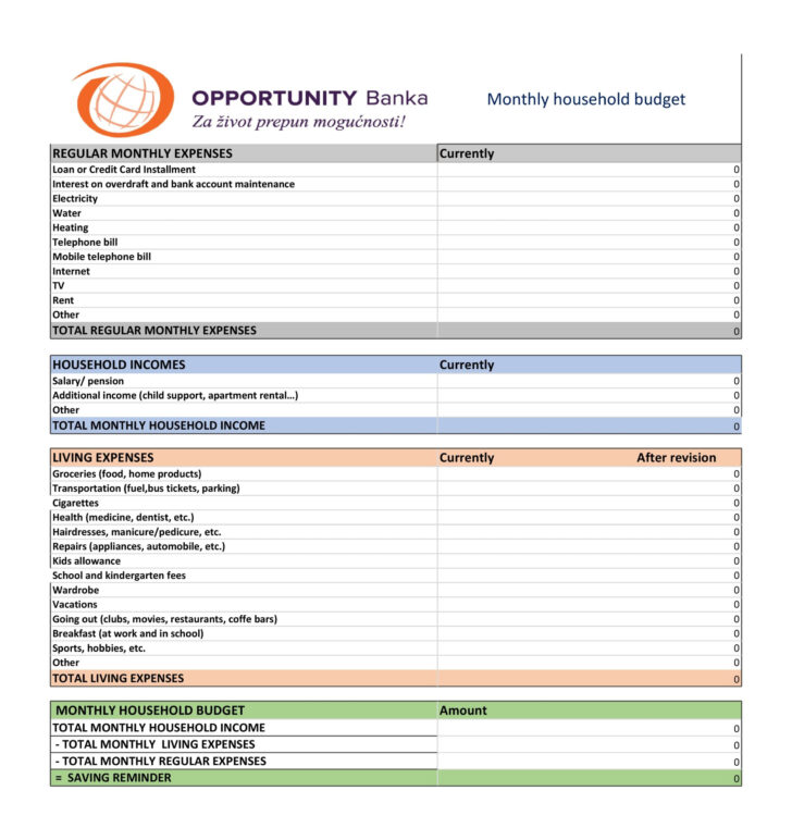 Family Household Budget Worksheet Family Household Budget Worksheet
