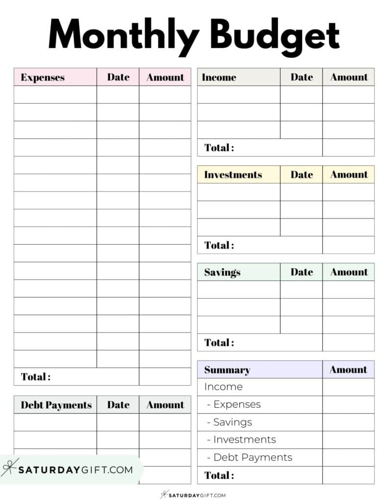 37 Budget Planners &amp;amp; Trackers - Cute &amp;amp; Free Printables intended for A Monthly Budget Worksheet