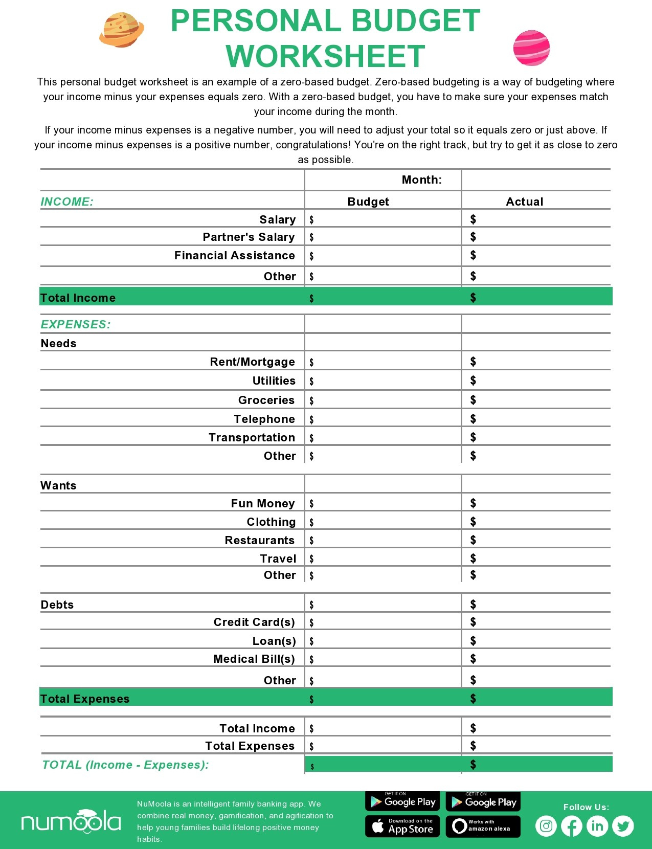40 Best Zero-Based Budget Templates (Word &amp;amp; Excel) intended for Zero-Based Budget Worksheet