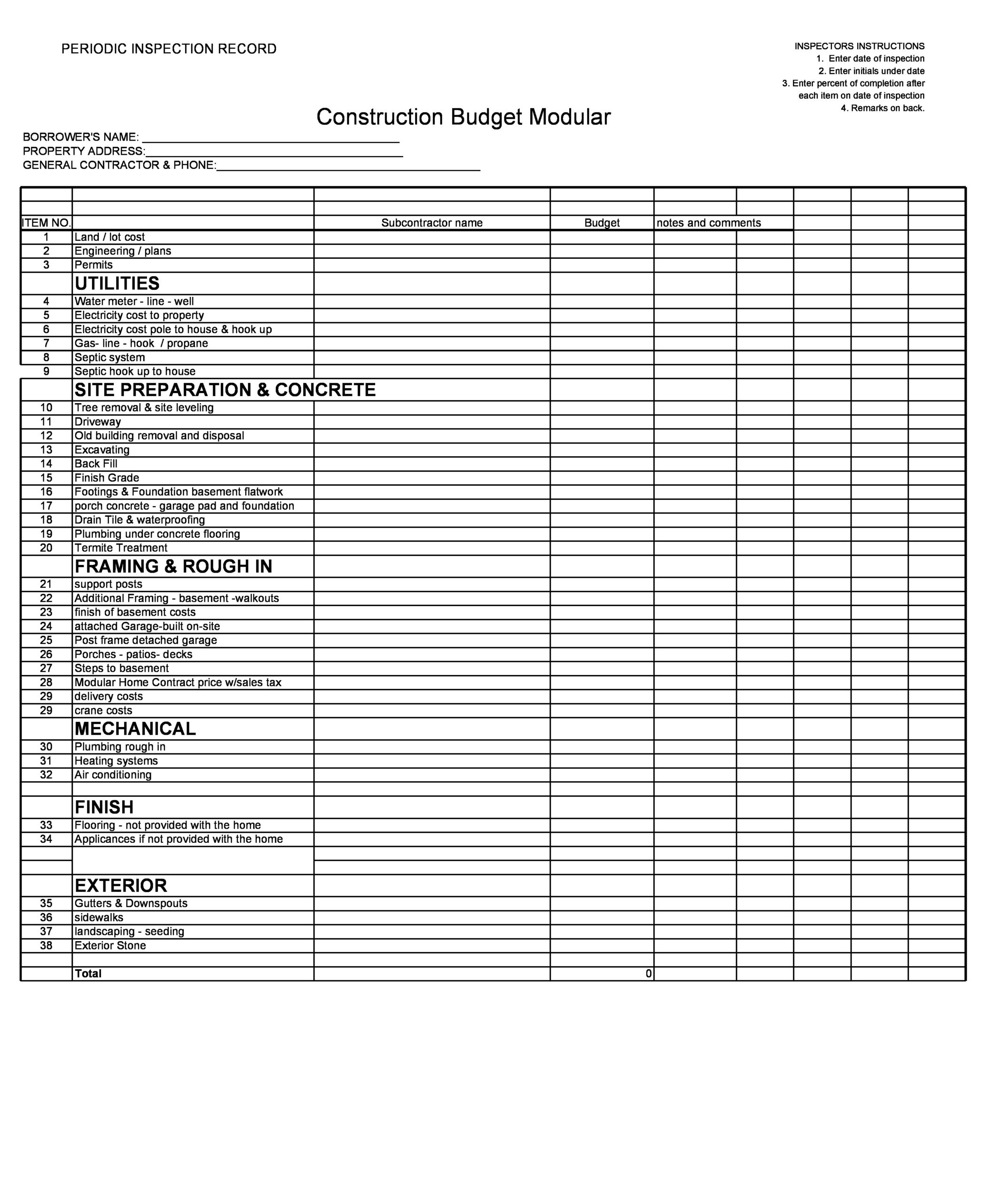 40 Professional Construction Budget Templates (Excel) with House Construction Budget Worksheet