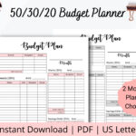 50 30 20 Budget Printable   50 30 20 Budget   Easy Monthly Budget With Monthly 50 30 20 Budget Worksheet