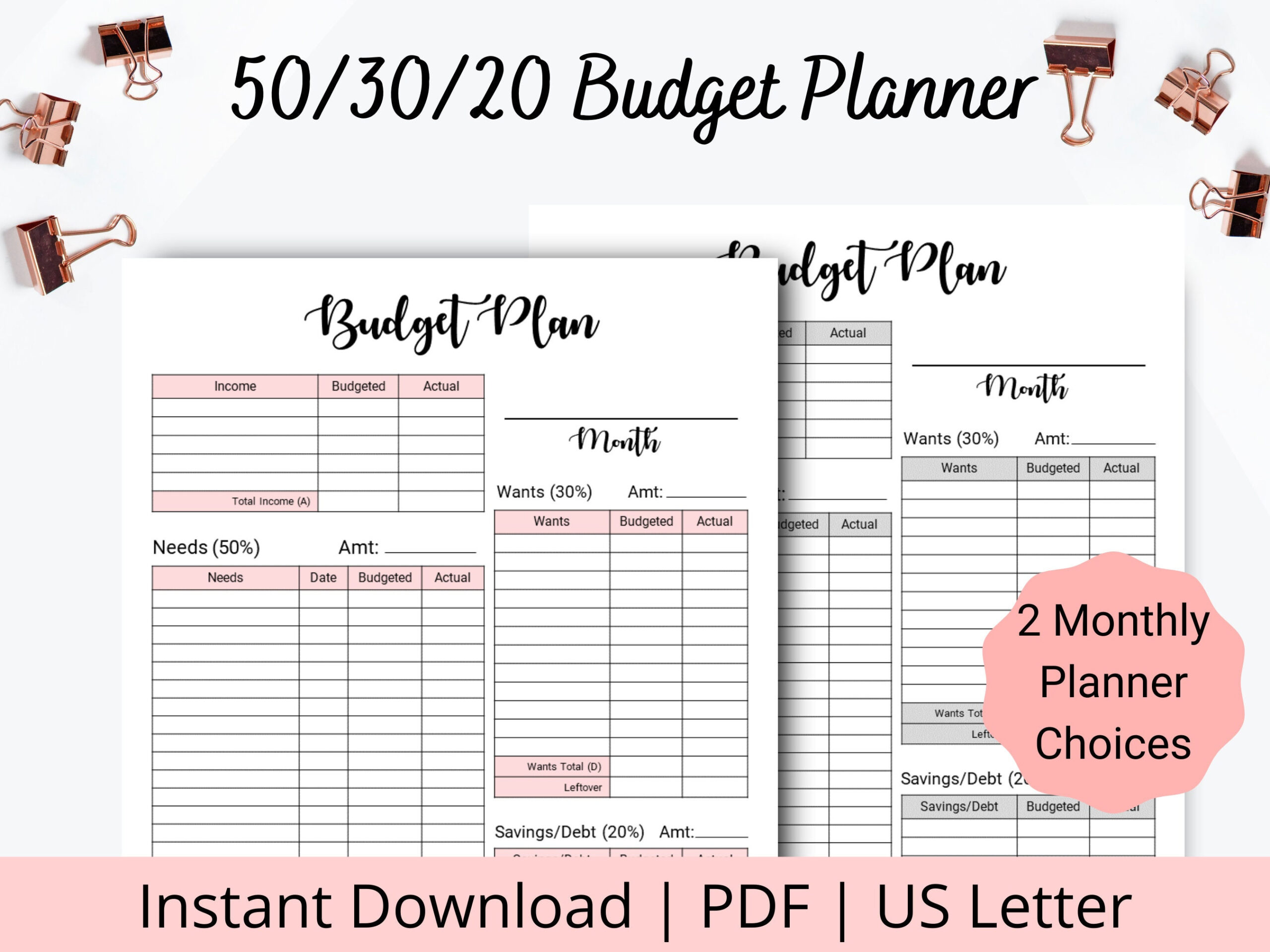 50 30 20 Budget Printable - 50 30 20 Budget - Easy Monthly Budget with Monthly 50 30 20 Budget Worksheet