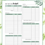 50/30/20 Budget Worksheet Printable Intended For Monthly 50 30 20 Budget Worksheet