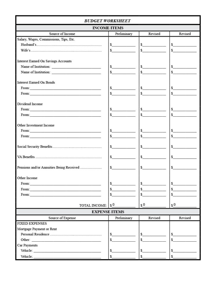Money Management Budget Worksheet Money Management Budget Worksheet