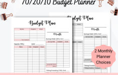 70 20 10 Budget Printable - 70 20 10 Budget Planner - Monatliche with regard to Budget 70 20 10 Printable