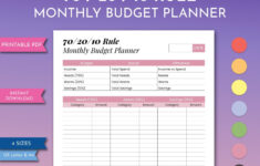 70/20/10 Regel Monatlicher Budgetplaner, Needs Wants Savings regarding Needs Vs Wants Budget Worksheet