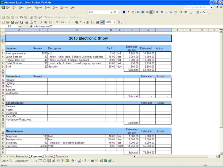 Museum Exhibition Budget Worksheet