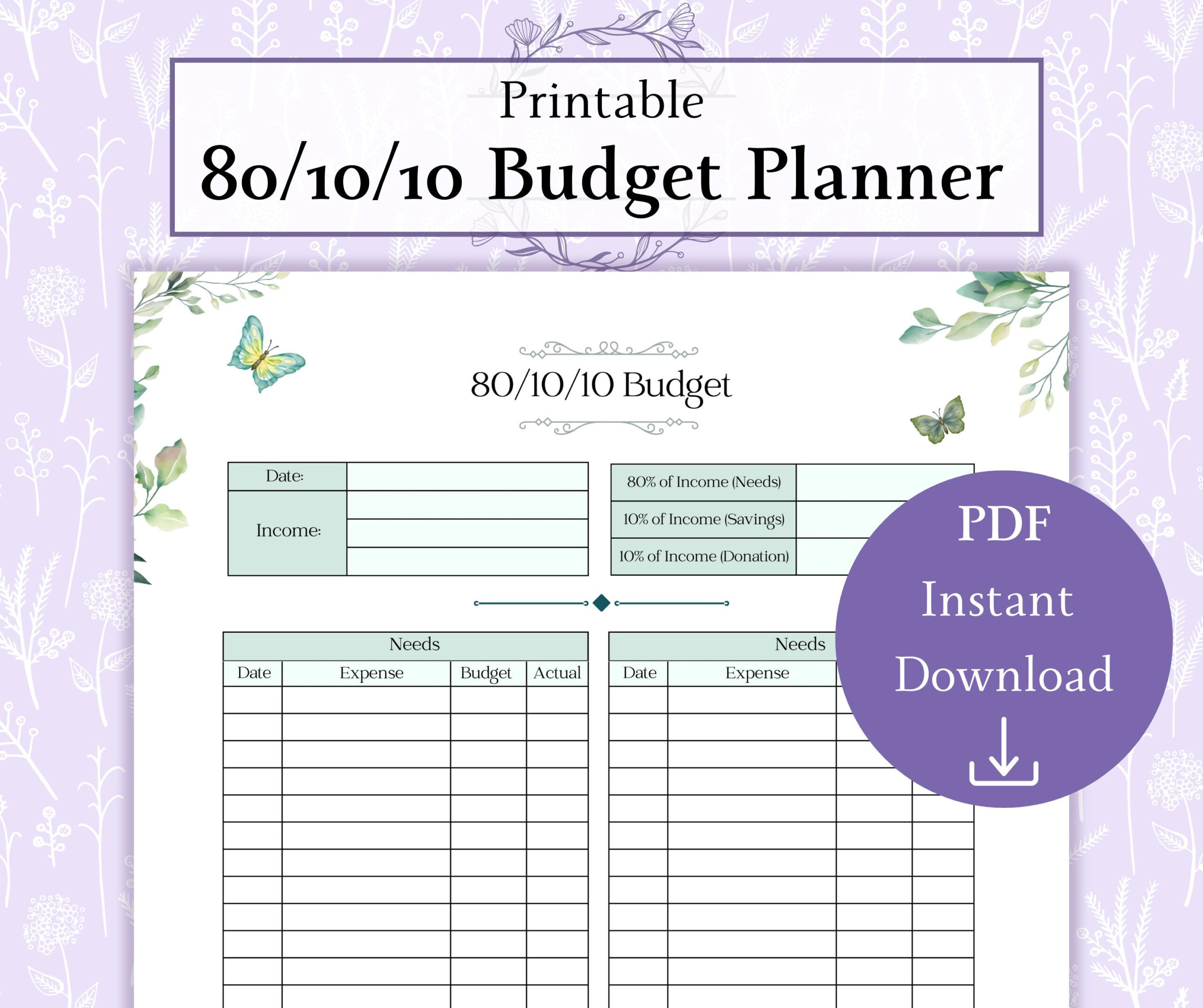 80 10 10 Budget - Etsy within 10 10 80 Budget Worksheet