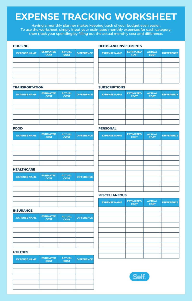 9 Budgeting Challenges To Try This Year - Self. Credit Builder. in American Consumer Credit Counseling Budget Worksheet