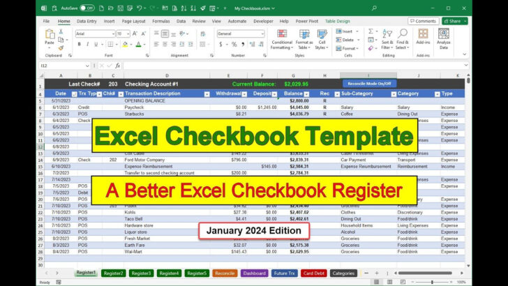 Excel Checkbook Register and Budget Worksheet Excel Checkbook Register and Budget Worksheet
