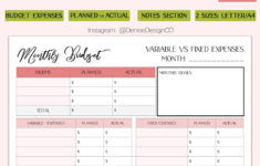 All-In-One Printable Monthly Budget Sheet: Income, Variable Vs intended for Fixed And Variable Budget Worksheet