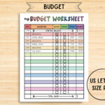 Allowance Sheet   Etsy Inside Budgeting Worksheets For Children