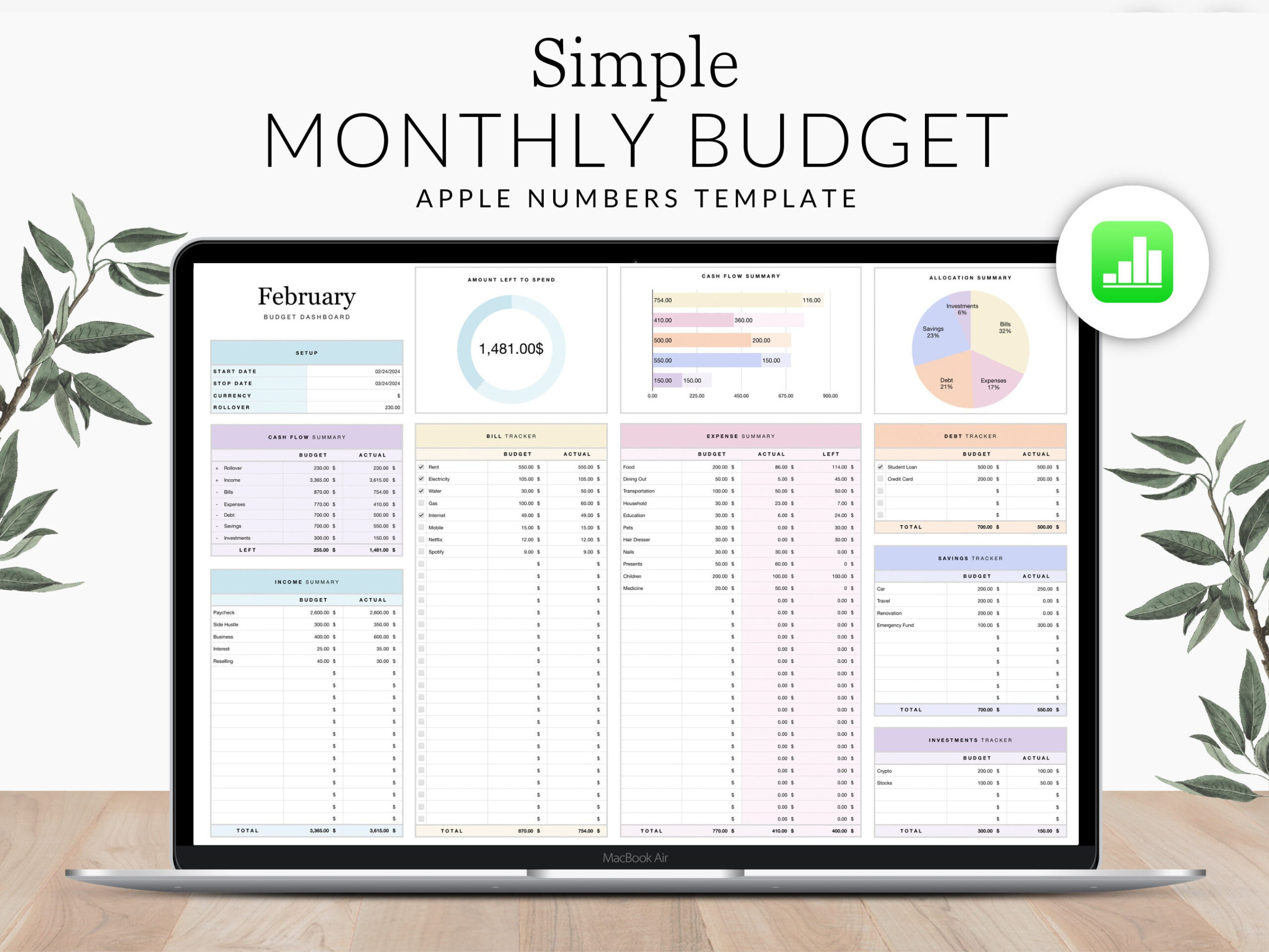 Apple Numbers Budget Template For Mac, Ipad And Iphone, Income And within Budgeting Worksheets on Ipad