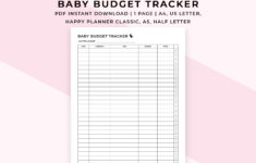 Baby Budget Vorlage Zum Ausdrucken. Baby-Budgetplaner. Baby Kosten within Baby Budget Template Word