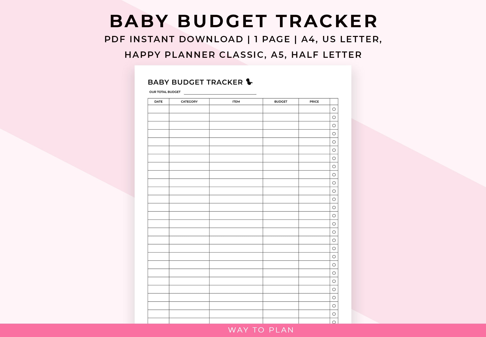 Baby Budget Vorlage Zum Ausdrucken. Baby-Budgetplaner. Baby Kosten within Baby Budget Template Word